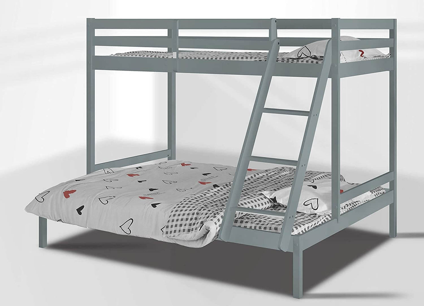 Alexa Triple Bunk Bed in Grey - Ladder