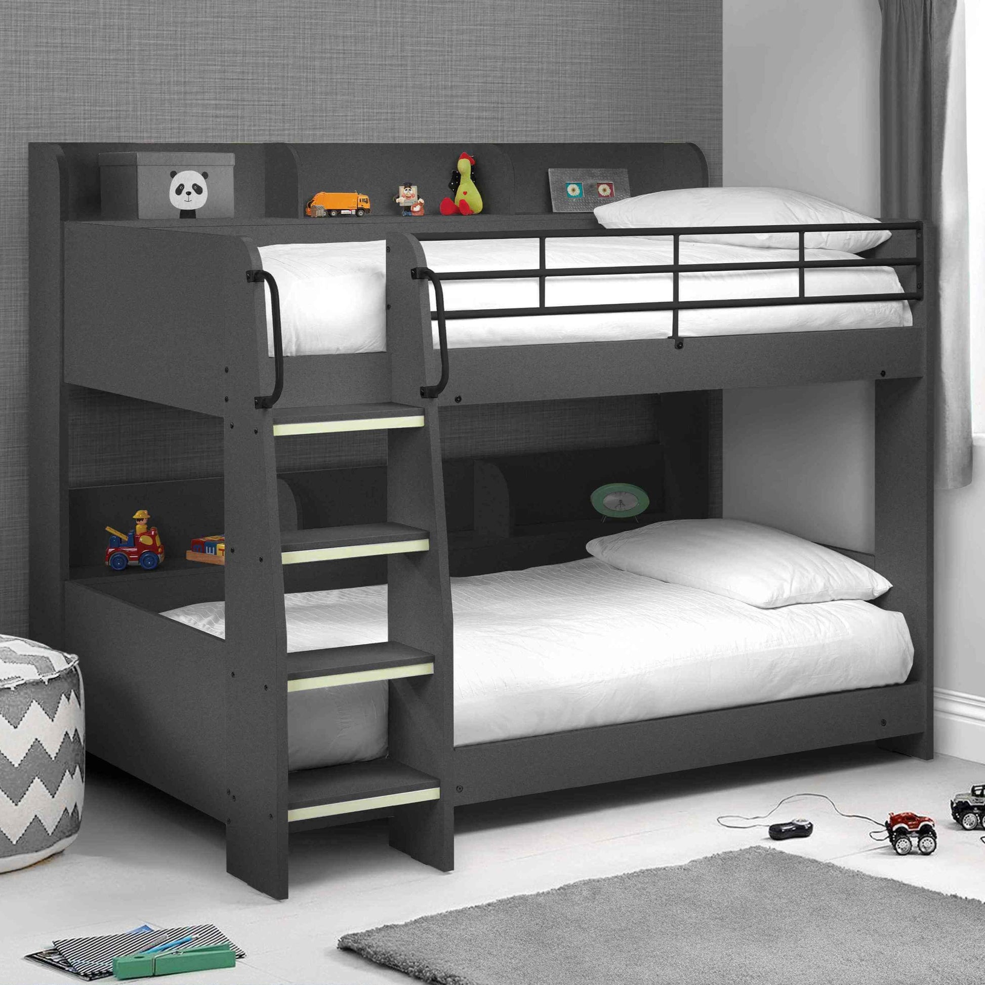 Julian Bowen Domino Bunk Bed with Shelves Dark Grey