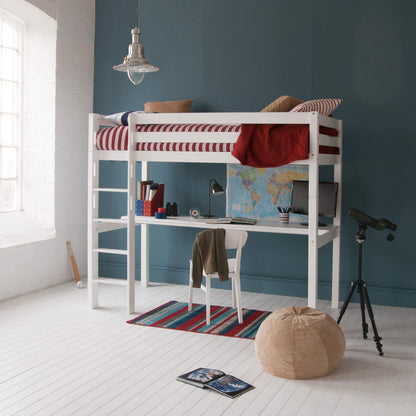 High Sleeper Bed Classic Beech with Full Length Desk