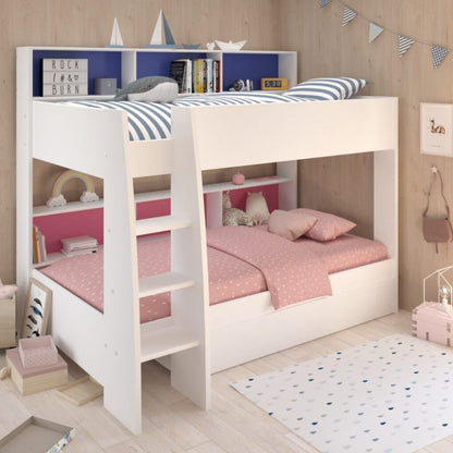 Tam Tam White Bunk Bed Pink & Blue Wide Drawers