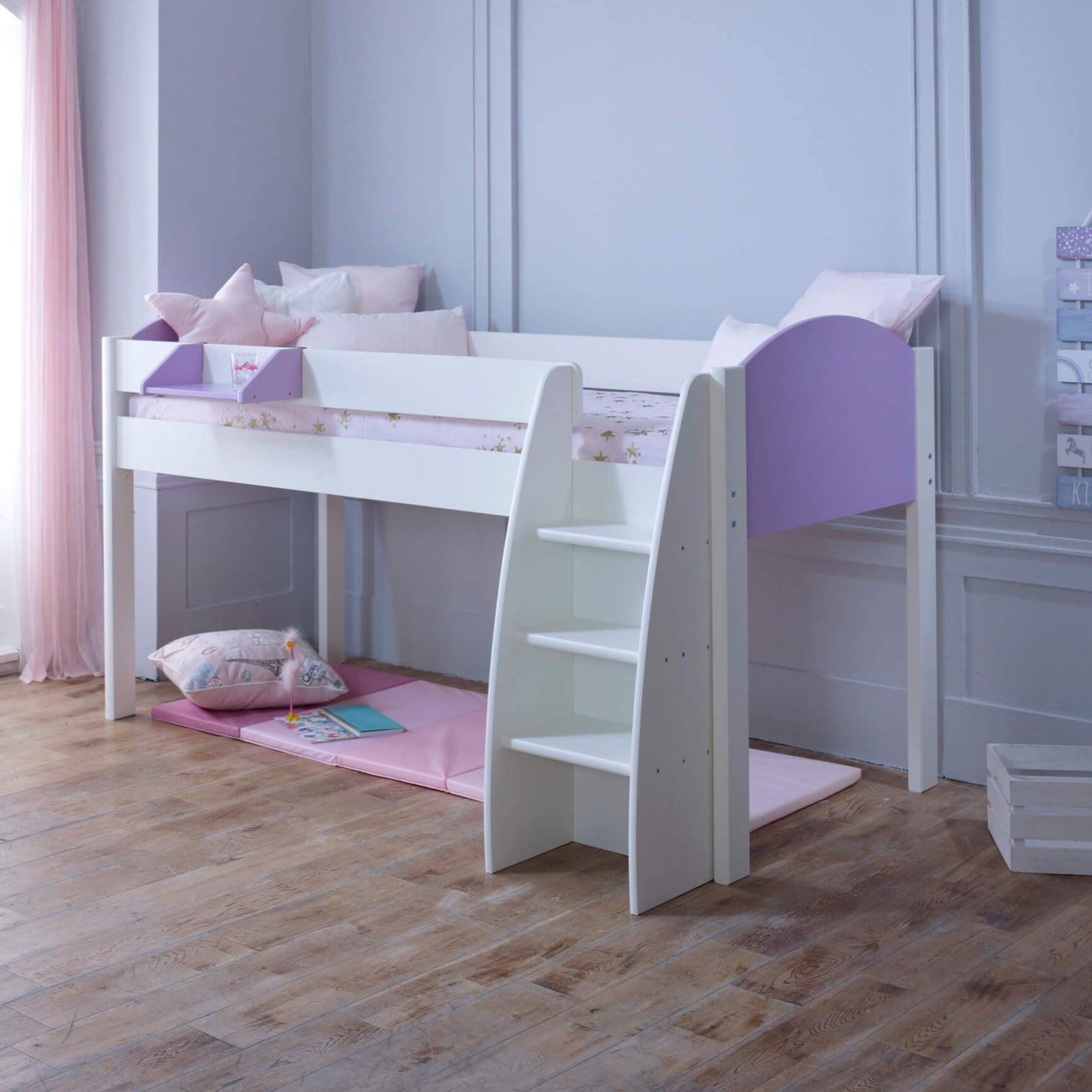 Marcus Mid Sleeper Bed with Customisable Bed Ends Lilac