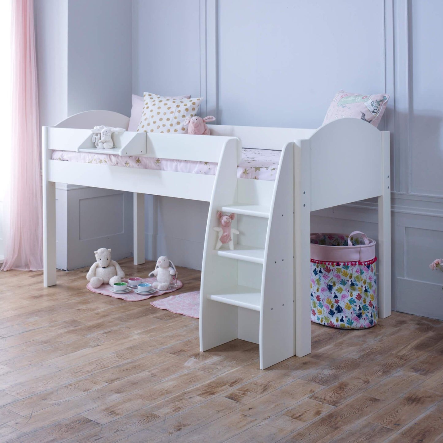 Marcus Mid Sleeper Bed with Customisable Bed Ends White