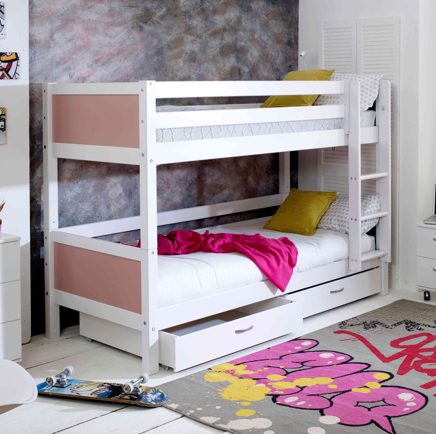 Nordic Bunk Bed with Storage Rose