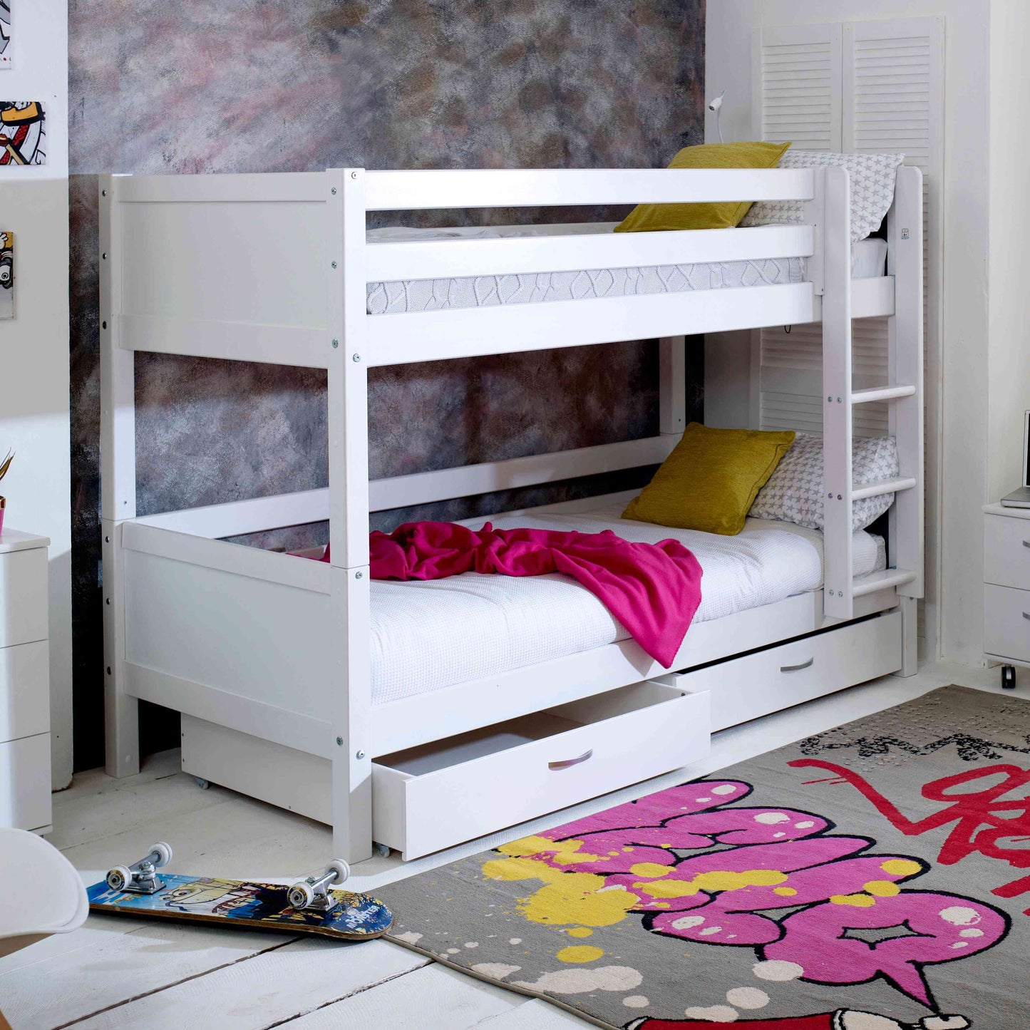 Nordic Bunk Bed with Storage White