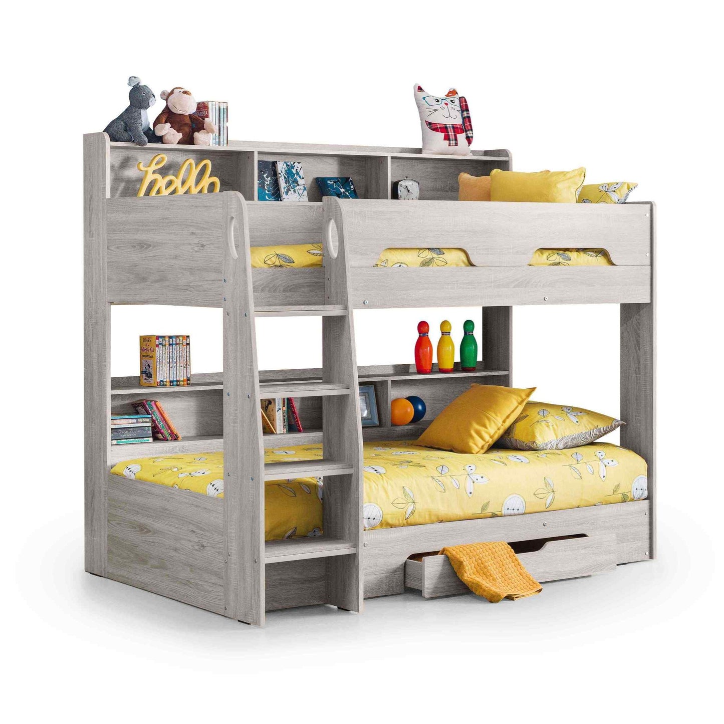 Orion bunk bed in grey oak white background