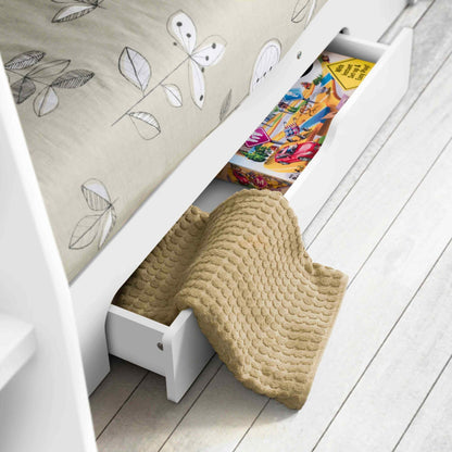 Orion bunk bed in white underbed storage drawers