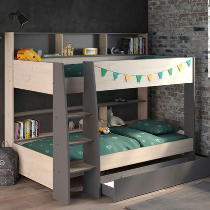 Parisot Tam Tam Grey Bunk Bed with Shelves