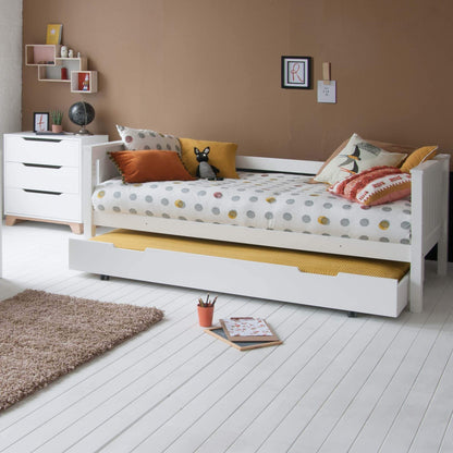 Sienna Classic Beech Daybed White with Trundle Guest Bed Side