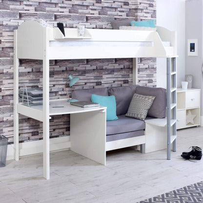 Noah Lilac High Sleeper Bed With Desk & Silver Chair Bed