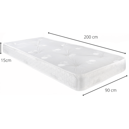superior sprung single continental mattress dimensions