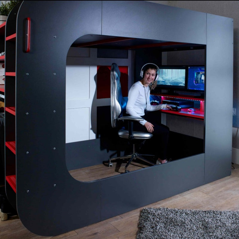 Trasman Loftpod Gaming Bed with Desk