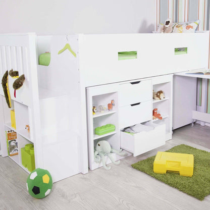 charlie single cabin bed with pull out desk and storage for kids