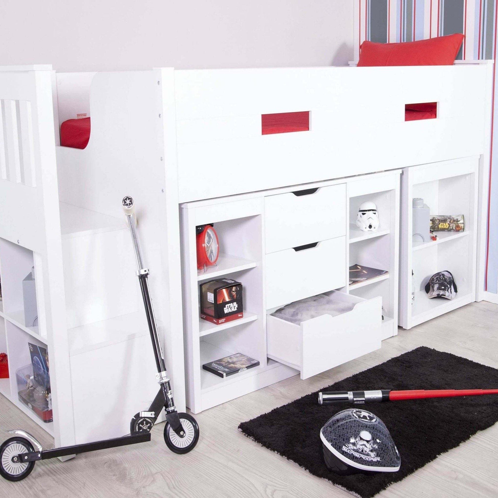 charlie single cabin bed with pull out desk and storage for teenagers