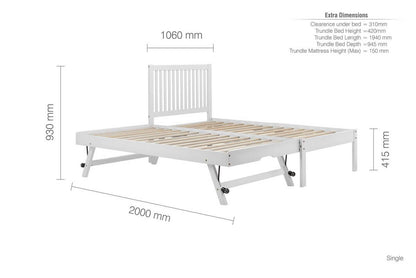 finely single bed with trundle white dimensions