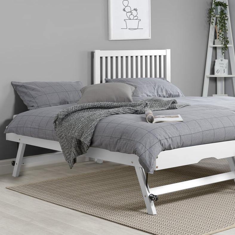 finely single bed with trundle white out made