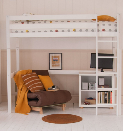 High Sleeper Bed with bookcase futon bed