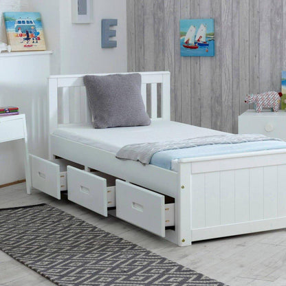 jacob single bed with storage white drawers