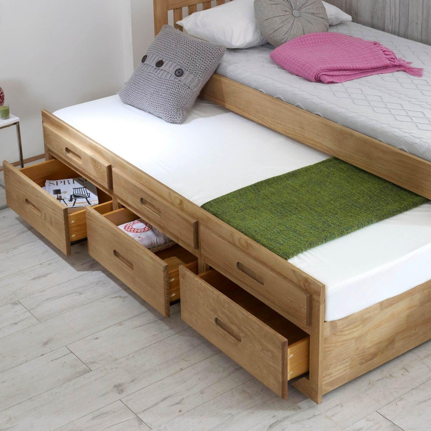 leo single bed with trundle pine drawers
