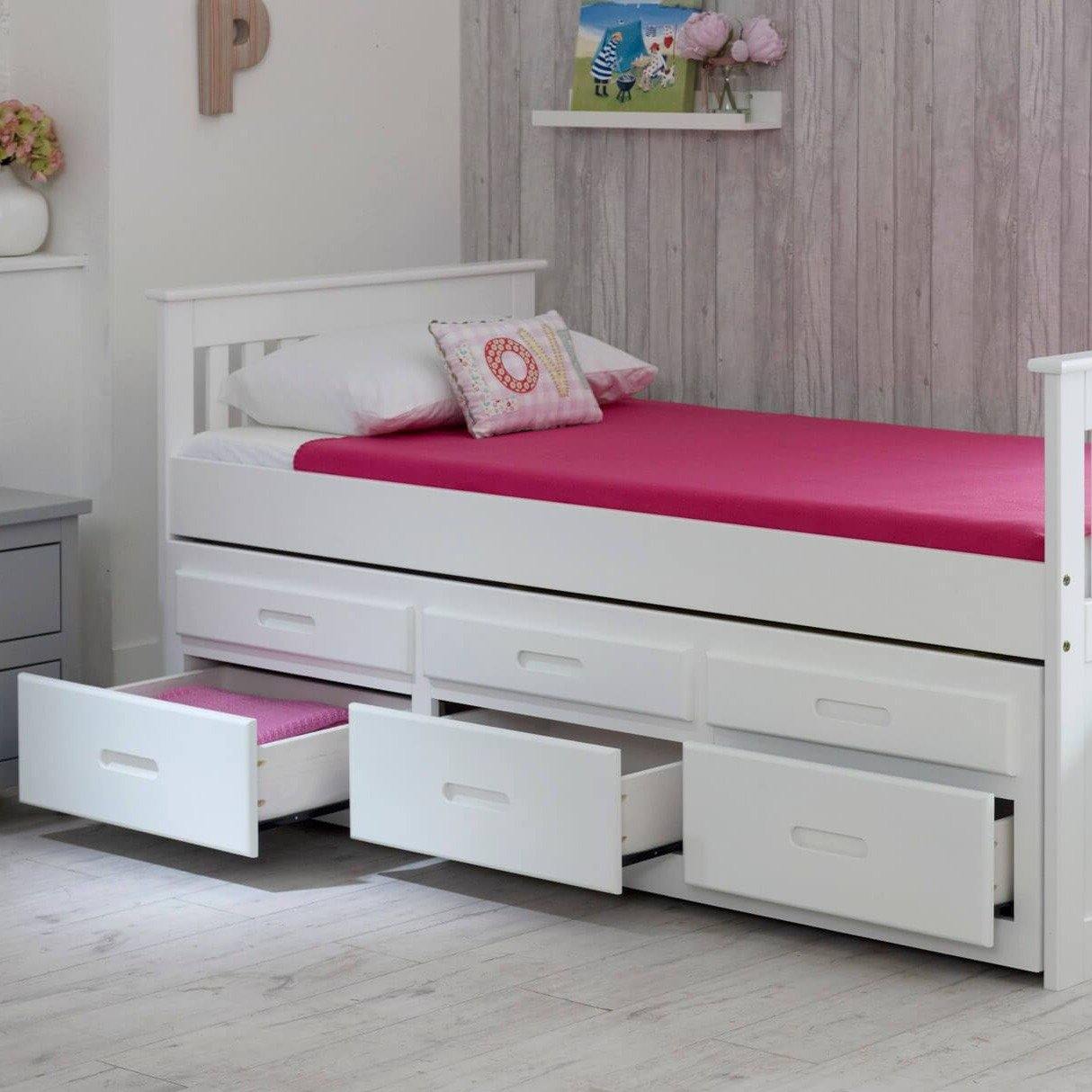 leo single bed with trundle white drawers only