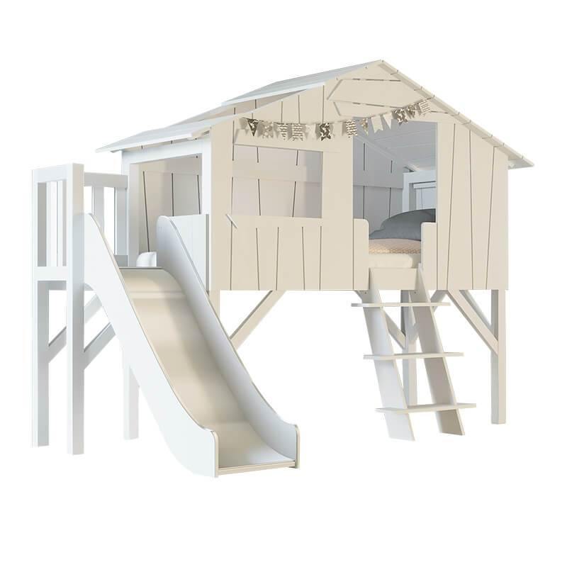 Mathy by bols treehouse bed with platform and slide white