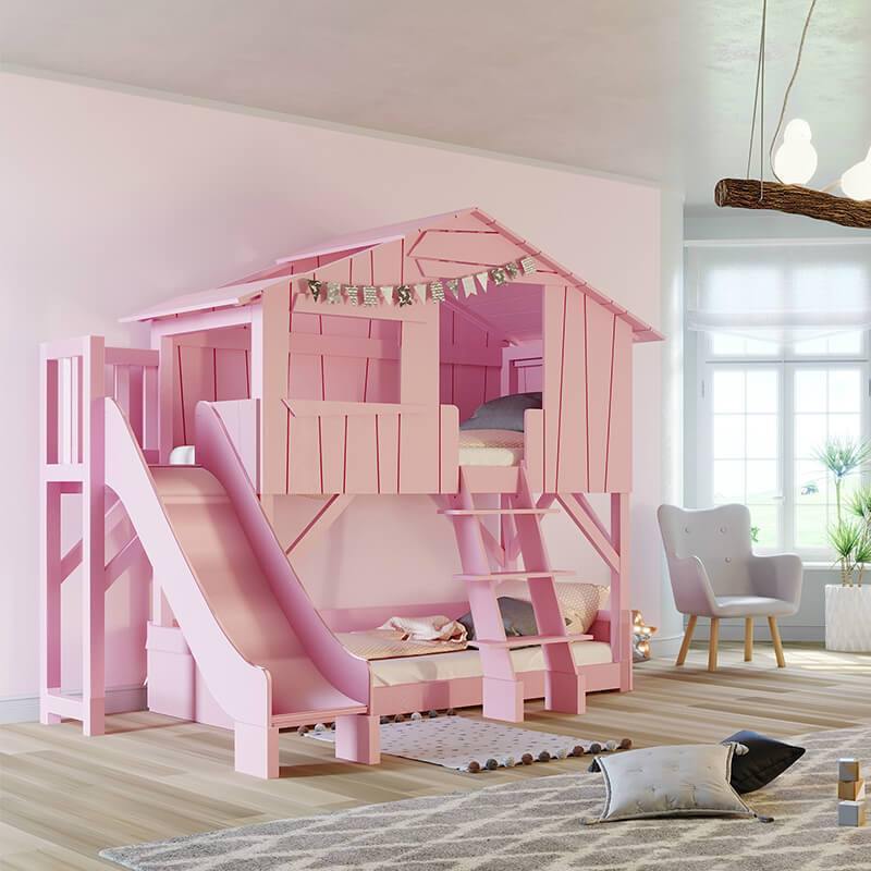 Mathy By Bols Treehouse Bunk Bed with Platform and Slide - Millie & Jones