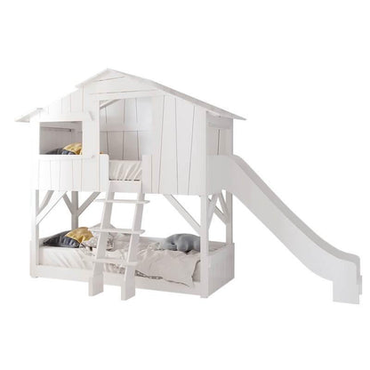 Mathy by bols treehouse bunk bed with slide natural white