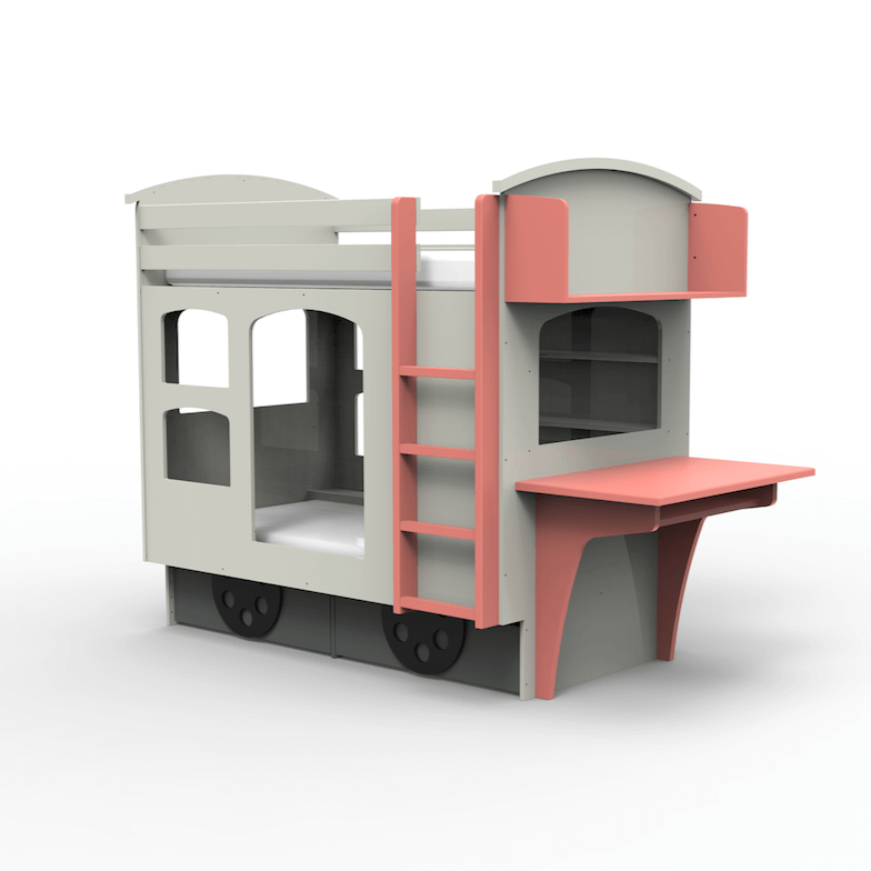 Mathy by bols wagon bed with storage and desk coral