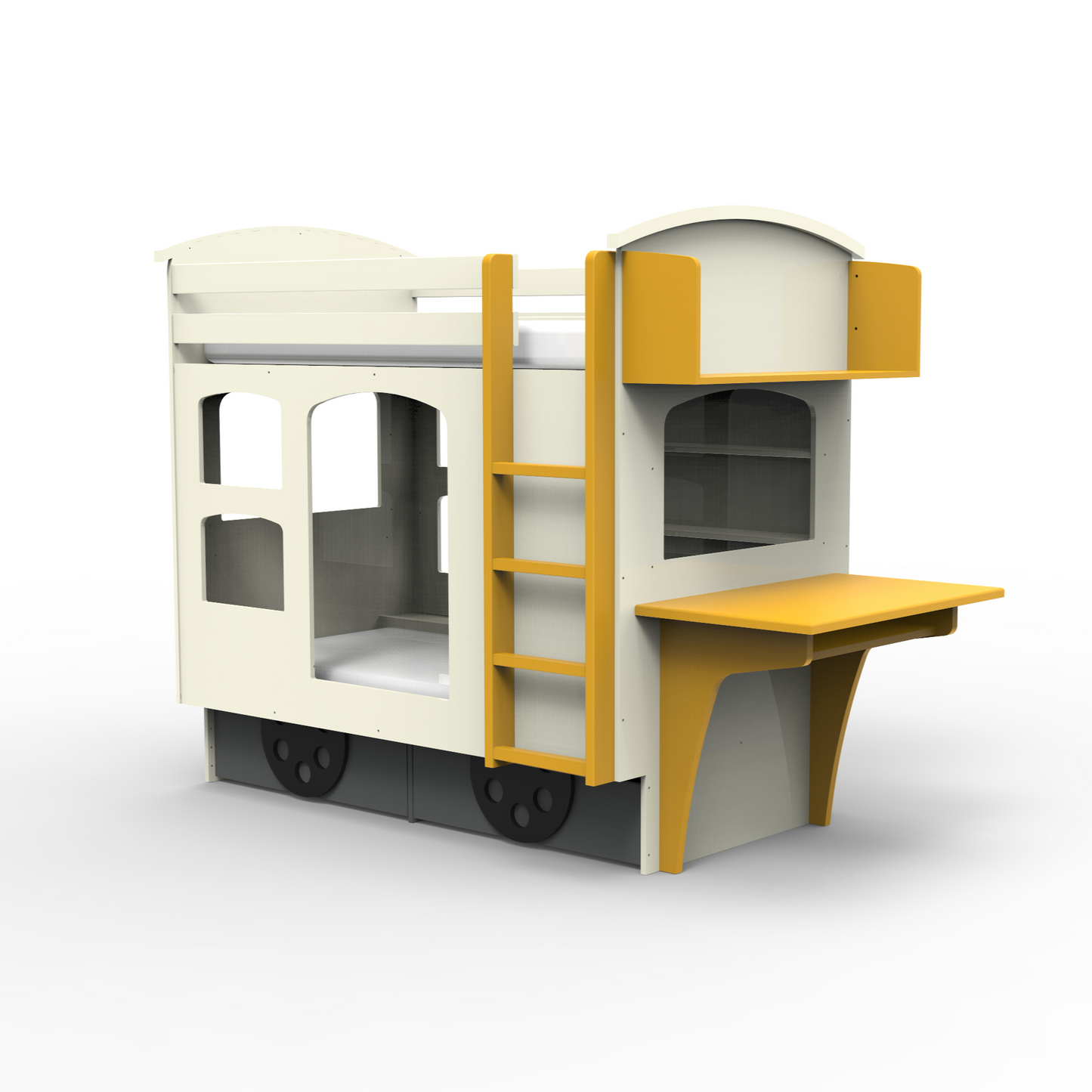 Mathy by bols wagon bed with storage and desk ochre