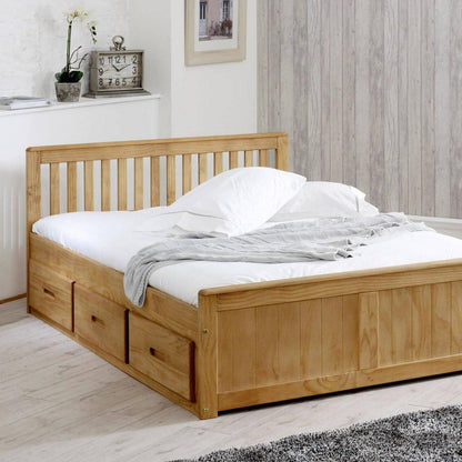 ruby double bed with storage pine