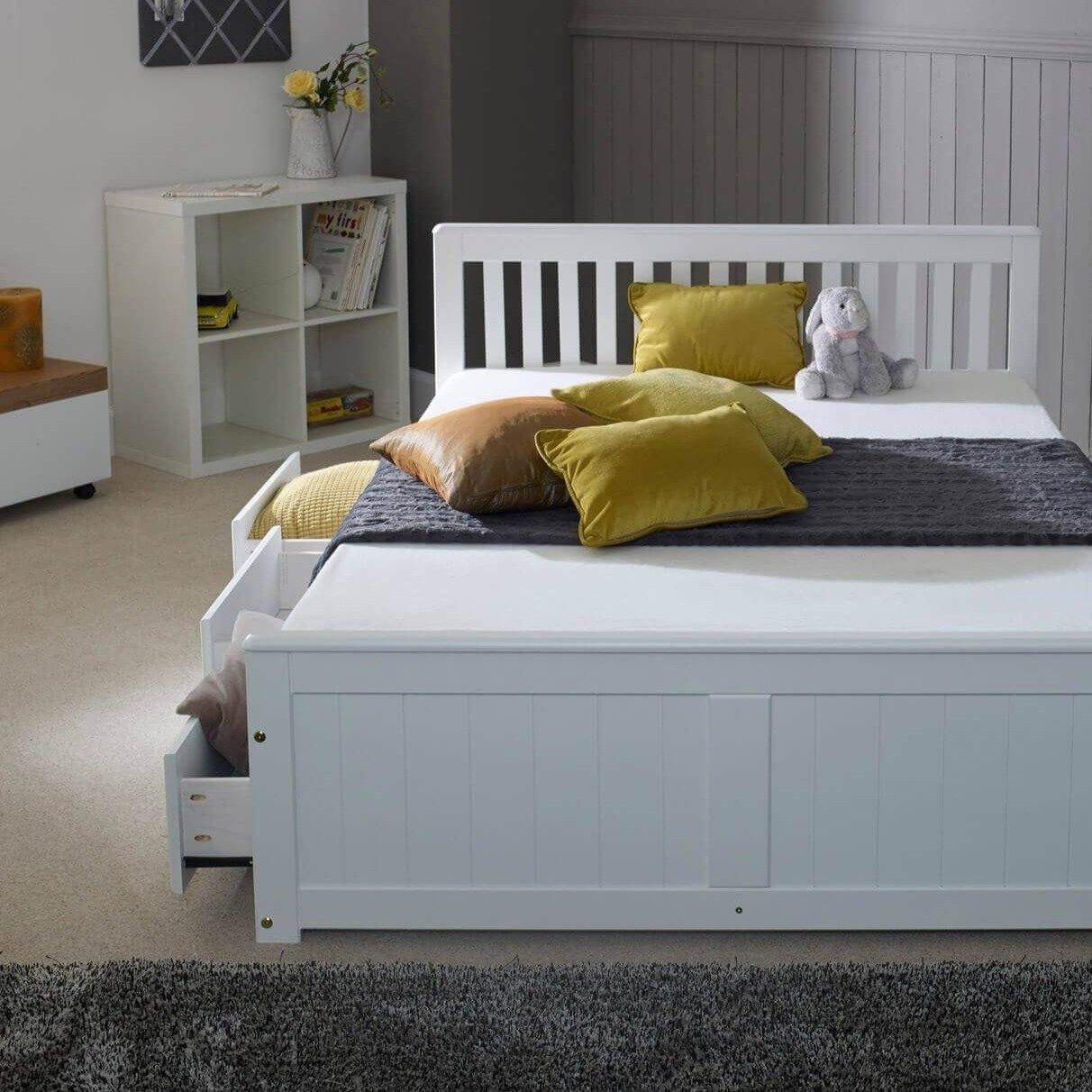 ruby double bed with storage white end opne